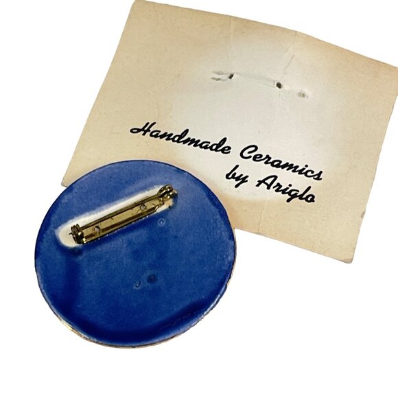 Vintage Handmade Ceramic Brooch Pin By Ariglo 19602 - Picture 5 of 6